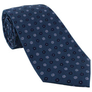 Michelsons of London Daisy Neat Silk Tie - Teal/Light Blue