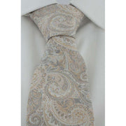 Michelsons of London Elegant Paisley Tie and Pocket Square Set - Gold/Ecru