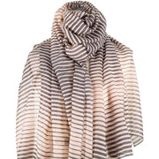 Michelsons of London Graduated Stripe Scarf - Buff Grey/Beige