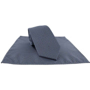 Michelsons of London Pip Geometric Tie and Pocket Square Set - Blue