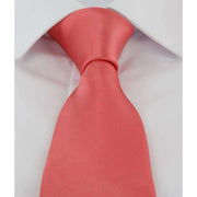Michelsons of London Plain Tie and Contrast Floral Pocket Square Set - Coral