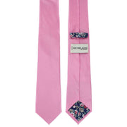 Michelsons of London Plain Tie and Contrast Floral Pocket Square Set - Pink