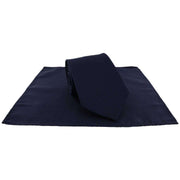 Michelsons of London Semi Plain Tie and Pocket Square Set - Navy