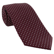 Michelsons of London Spot Polyester Tie and Pocket Square Set - Wine/White