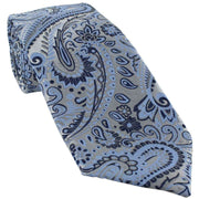 Michelsons of London Summer Paisley Tie and Pocket Square Set - Light Blue