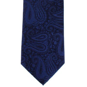 Michelsons of London Tonal Polyester Paisley Pocket Square and Tie Set - Navy