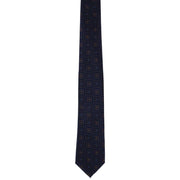 Michelsons of London Traditional Medallion Tie and Pocket Square Set - Navy/Brown