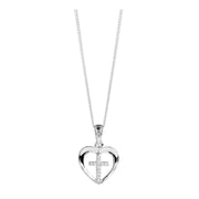 Orton West Cross Inside Heart Pendant - Silver