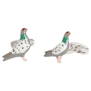 Simon Carter London Enamel Pigeon Cufflinks - Silver/Green