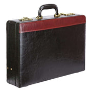 Tassia Contrast Stripe Attache Case - Black/Brown