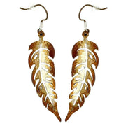 Ti2 Titanium Long Leaf Drop Earrings - Brown