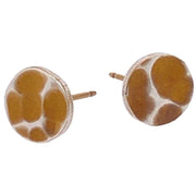 Ti2 Titanium Planished 7mm Stud Earrings - Tan Beige