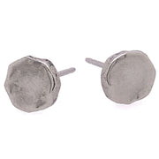 Ti2 Titanium Squashed 7mm Round Stud Earrings - Natural Brushed