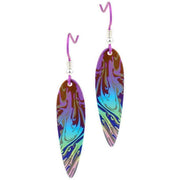 Ti2 Titanium Swirl Pattern Drop Earrings - Rainbow